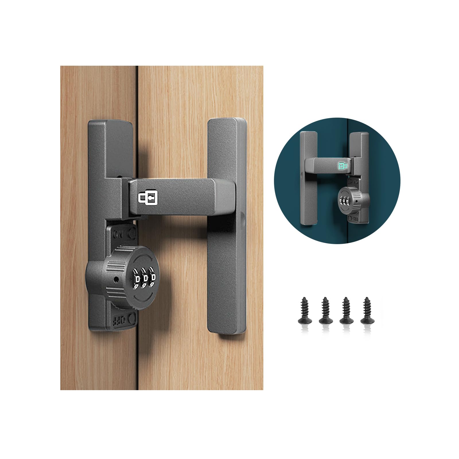 Amazon | happykau ドアロック 3桁ダイヤル式 蛍光 部屋鍵後付け